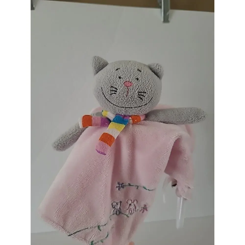 Stephan Baby Kitten Mouse Baby Teether Rattle Security Blanket Lovey Plush Pink